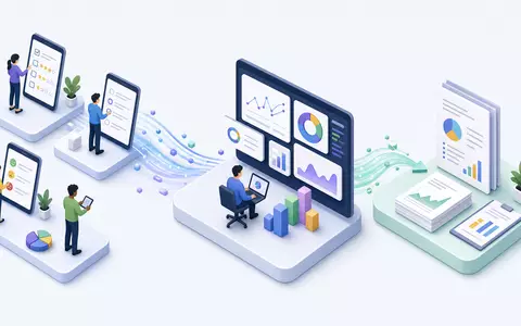 Ipsos SA (ISIN FR0000073298) isometrisches 3D-Diagramm der Wertschöpfungskette von Umfrage bis Datenanalyse-Bericht - Foto: THN