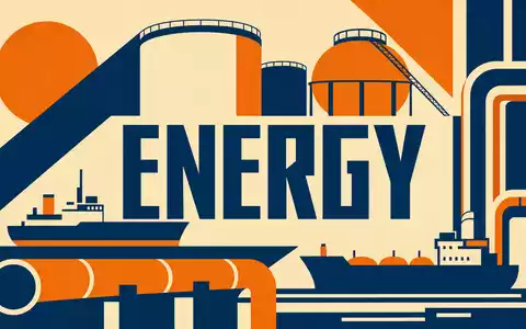 Gaztransport & Technigaz SA (FR0011726835): Geometrisches Bauhaus-Poster mit Tanks, Schiff und Schriftzug ENERGY - Foto: THN