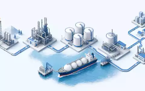 Gaztransport & Technigaz SA (FR0011726835): Isometrisches Diagramm der LNG-Wertschöpfungskette von Förderung bis Verteilung - Foto: THN