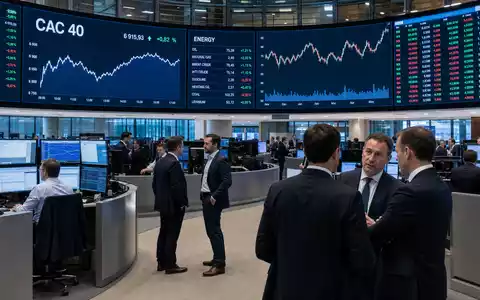 Gaztransport & Technigaz SA (FR0011726835): Trading-Floor der Euronext Paris mit CAC-40-Charts und Energie-Kennzahlen - Foto: THN