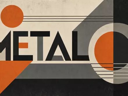 Geometrisches Bauhaus-Poster mit dem Sektor-Schriftzug METAL, stilistisch inspiriert von Bodycote plc, ISIN GB00B3FLWH99 - Foto: THN