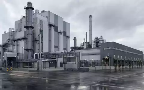 Vesuvius plc Industrieanlage als modernes Architektur Render mit Fabrikgebaeude und Schornsteinen ISIN GB00B82YXW83 - Foto: THN