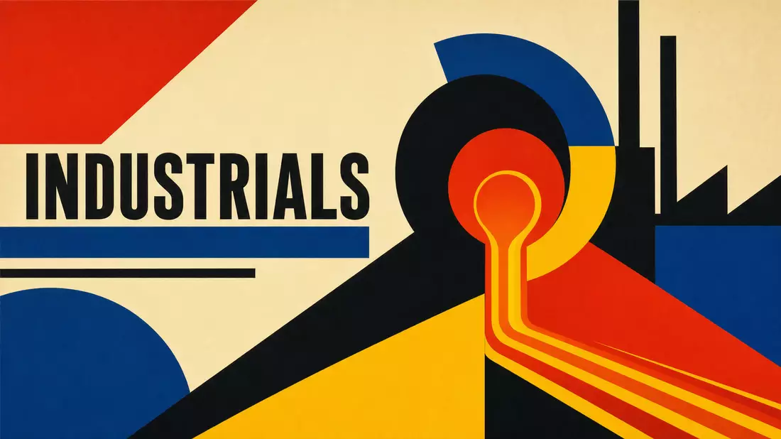 Bauhaus-Grafikposter INDUSTRIALS mit geometrischen Formen in Primärfarben