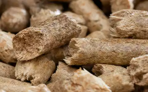 Makroaufnahme von Holzpellets als Biomasse-Brennstoff, relevant für Drax Group plc, ISIN GB00B1VNSX38, im Energieerzeugungsprozess - Foto: THN