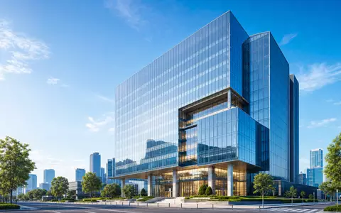 Ashmore Group plc (ISIN GB00B132NW22) modernes gläsernes Bürohochhaus als Architektur-Render für Finanzdienstleistungsunternehmen unter blauem Himmel - Foto: THN