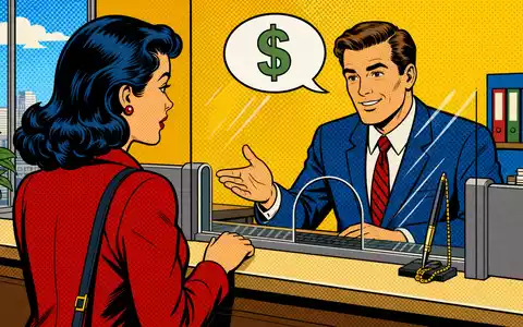 Pop-Art-Comic zeigt stilisierte Bankschalter-Szene, passend zum Markenimage von Close Brothers Group plc, ISIN GB0007668071 - Foto: THN