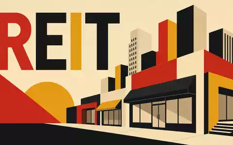 Bauhaus-Poster mit geometrischen Formen und Schriftzug REIT, gestalterisch passend zu Kimco Realty, ISIN US49446R1095 - Foto: THN