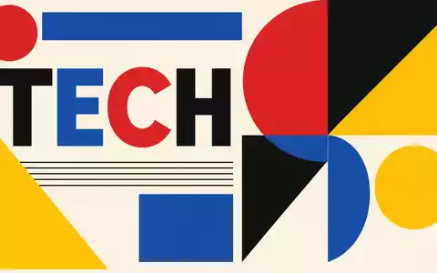 Bauhaus-Poster im geometrischen Stil symbolisiert KLA Corporation ISIN US4824801009 mit Sektor-Schriftzug TECH und Grundformen - Foto: THN