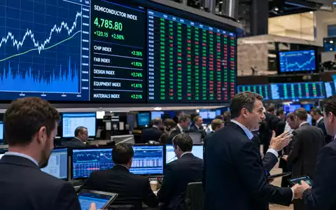 Börsen-Editorialfoto zeigt Handelsraum mit Sektor-Charts, thematisch passend zu KLA Corporation ISIN US4824801009 an der NASDAQ - Foto: THN