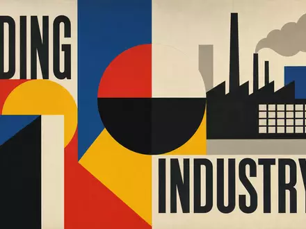 Geometrisches Bauhaus-Poster mit Industrie-Motiven repräsentiert Mutares SE & Co. KGaA, ISIN DE000A0Z23Y2, als Holdinggesellschaft - Foto: THN