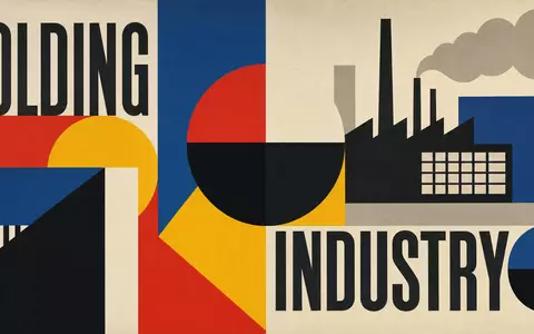 Geometrisches Bauhaus-Poster mit Industrie-Motiven repräsentiert Mutares SE & Co. KGaA, ISIN DE000A0Z23Y2, als Holdinggesellschaft - Foto: THN