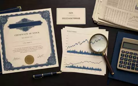 Nasdaq Inc. US6311031081 Flatlay mit Aktienzertifikat ISIN Karte und Marktdaten Charts auf Tisch - Foto: THN