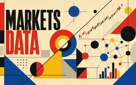 Nasdaq Inc. US6311031081 Bauhaus Poster mit MARKETS DATA Schriftzug und geometrischen Formen - Foto: THN