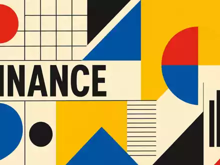 MSCI Inc. (ISIN US55354G1004) Bauhaus-Poster mit geometrischen Formen und dem Sektor-Text FINANCE - Foto: THN