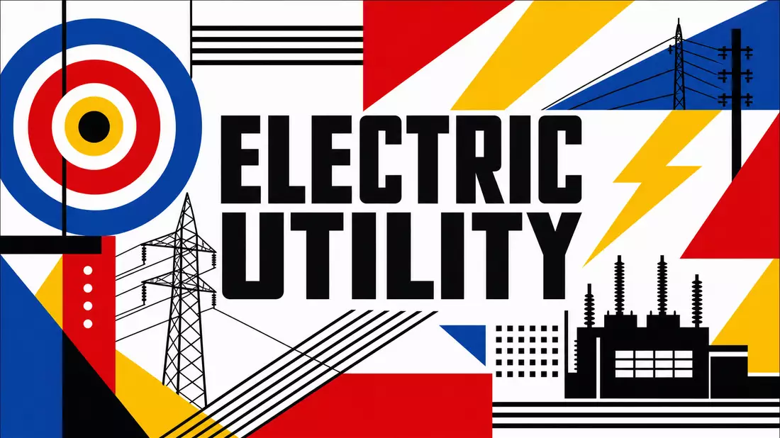 Ameren Corp. US0236081024 – Bauhaus constructivist poster with ELECTRIC UTILITY text and geometric shapes