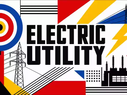 Ameren Corp. US0236081024 Bauhaus poster with ELECTRIC UTILITY text and geometric shapes - Foto: THN