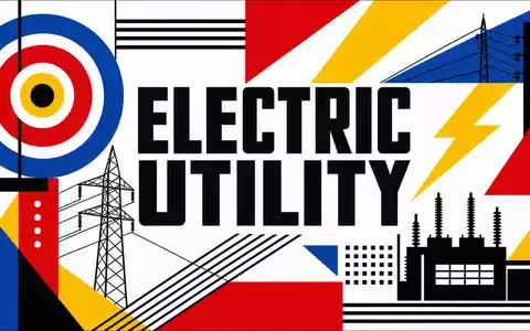 Ameren Corp. US0236081024 Bauhaus poster with ELECTRIC UTILITY text and geometric shapes - Foto: THN