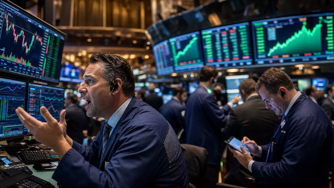 Ameren Corp. US0236081024 – stock exchange trading floor editorial with utility sector financial charts and traders
