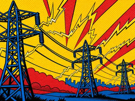 Ameren Corp. US0236081024 pop art comic of stylized power grid with lightning bolts - Foto: THN