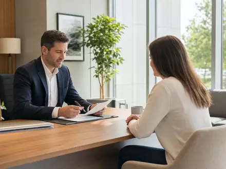 American International Group US0268747849 photorealistic insurance branch advisor consulting client warm sunlit office - Foto: THN