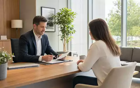 American International Group US0268747849 photorealistic insurance branch advisor consulting client warm sunlit office - Foto: THN