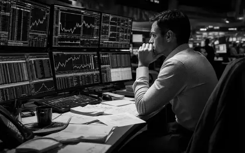 American International Group US0268747849 black white documentary risk analyst multiple financial screens dramatic - Foto: THN