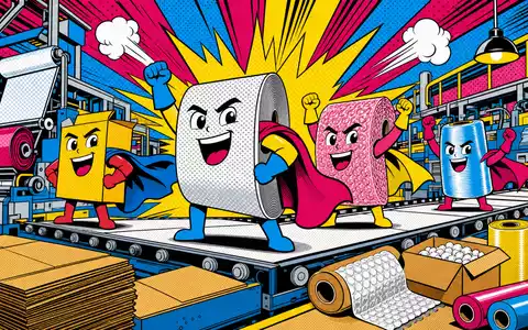 Amcor plc JE00BJ1F6598 pop art comic illustration of packaging factory with superhero film roll characters - Foto: THN