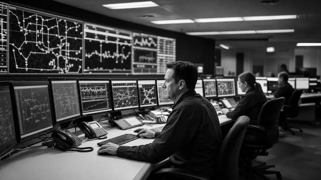 American Electric Power US0255371017 Grid Control Room Schwarzweiß Reportage