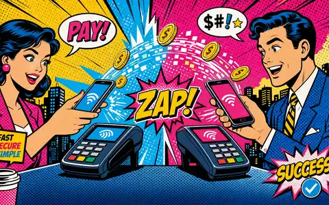Fidelity National Info US31620M1062 als bunter Pop Art Comic mit digitalen Zahlungen und Halbtonpunkt Mustern - Foto: THN