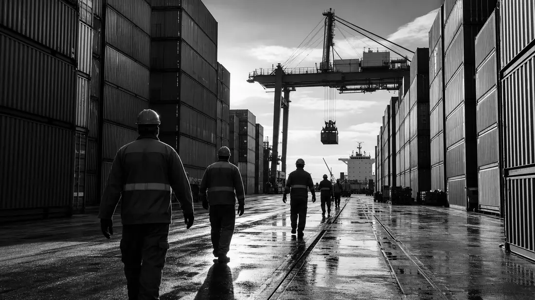 SW-Reportage Hafenarbeiter Container A.P. Møller - Mærsk A/S DK0010244508