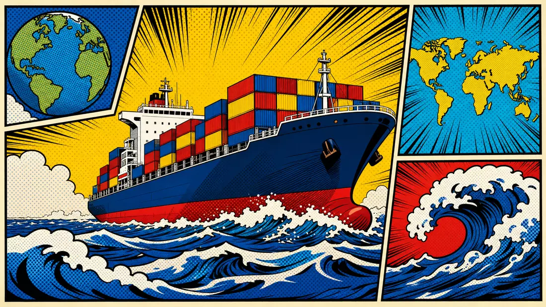 Pop-Art Comic Frachtschiff Wellen A.P. Møller - Mærsk A/S DK0010244508