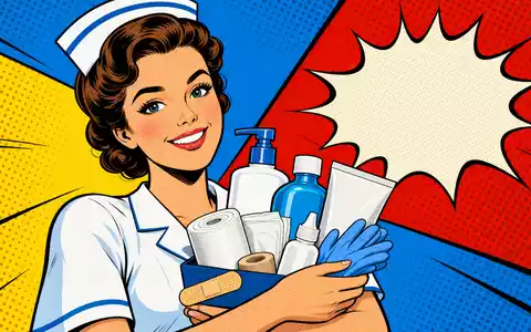 Coloplast A/S (DK0060448595) als Medizintechnik-Firma inspiriert diese farbenfrohe Pop-Art-Comic-Szene mit einer freundlichen Pflegekraft dargestellt - Foto: THN