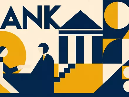 Lloyds Banking Group (GB0008706128) gehört zum britischen Bankensektor, dargestellt hier als geometrisches Bauhaus-Poster - Foto: THN