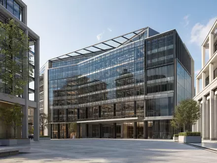 Architektur-Render eines Bürogebäudes visualisiert den Hauptsitz von London Stock Exchange Group, ISIN GB00B0SWJX34 - Foto: THN