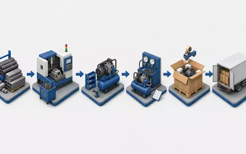 Atlas Copco AB (ISIN SE0011166610) veranschaulicht isometrische Wertschöpfungskette von Fertigung bis Auslieferung - Foto: THN
