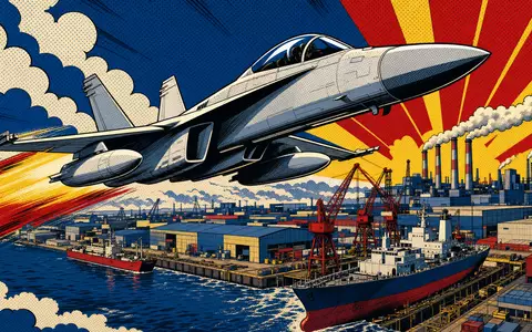 BAE Systems plc (ISIN GB0002634946) im Rüstungssektor als farbenfrohe Pop-Art-Comic-Illustration eines Kampfjets - Foto: THN