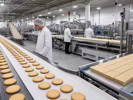 Mondelez International betreibt moderne Snackfabrik mit Kekslinie und Verpackung, ISIN US6092071058 belegt Konsumgueterbranche - Foto: THN