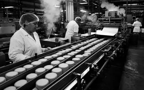 Mondelez International Produktion als dokumentarische Schwarz Weiss Reportage einer Keksfabrik, ISIN US6092071058 zeigt Industriealltag - Foto: THN