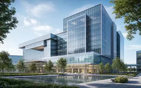 Moderna Inc. (US60770K1034) visualisiert einen modernen Glasturm einer Biotech-Firmenzentrale als hochwertiges architektonisches 3D-Render - Foto: THN