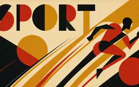 PUMA SE (ISIN DE0006969603) illustriert geometrisches Bauhaus-Poster mit Sektor-Schriftzug SPORT und stilisiertem Laeufer - Foto: THN