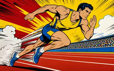 PUMA SE (ISIN DE0006969603) begeistert mit farbigem Pop-Art-Comic eines sprintenden Athleten auf Laufbahn - Foto: THN