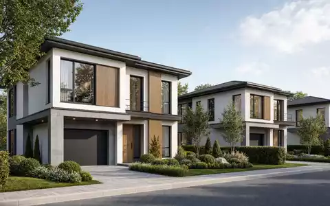 PulteGroup Inc. US7458671010 illustriert modernes Architektur-Render einer zeitgenössischen Wohnsiedlung mit klaren Linien - Foto: THN