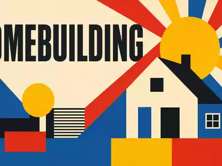 PulteGroup Inc. US7458671010 kombiniert ein Bauhaus-Poster mit geometrischem Haus-Motiv und dem Sektor-Schriftzug Homebuilding - Foto: THN