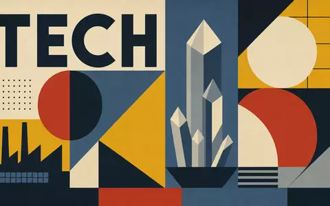 PVA TePla AG (DE0007461006) als Bauhaus-Poster mit geometrischen Formen und Kristallmotiv und TECH-Schriftzug - Foto: THN