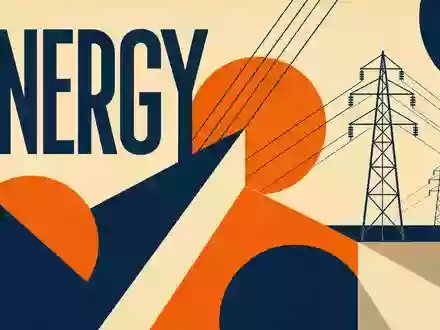 Naturgy Energy Group S.A. (ES0116870314) inspiriert dieses geometrische Bauhaus-Poster mit Strommasten und Schriftzug ENERGY - Foto: THN