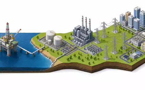 Naturgy Energy Group S.A. (ES0116870314) deckt die Wertschöpfungskette ab, isometrisch von Förderplattform bis zum Stadtnetz - Foto: THN