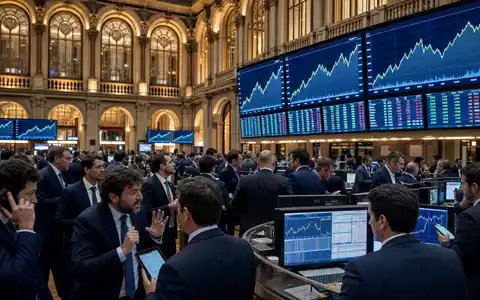 Naturgy Energy Group S.A. (ES0116870314) notiert am IBEX 35, symbolisiert durch belebten Handelsraum mit Charts - Foto: THN
