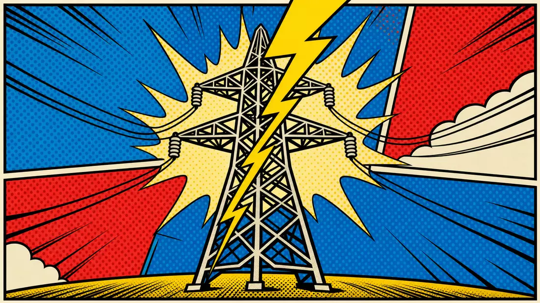 Pop-Art-Comic Strommast Blitzschlag Terna - Rete Elettrica Nazionale IT0003242622
