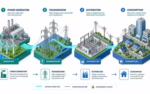 Endesa S.A. ES0130670112 visualisiert isometrische Wertschöpfungskette von Erzeugung über Verteilung bis Verbrauch - Foto: THN