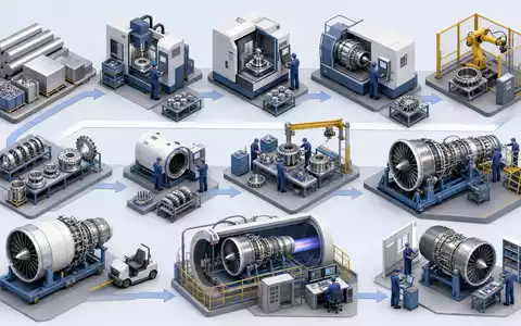 Isometrische 3D-Grafik der Triebwerksfertigung erklärt Wertschöpfungskette von MTU Aero Engines AG DE000A0D9PT0 - Foto: THN